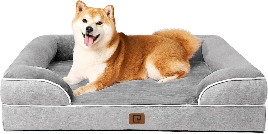 Cama lavable para perros con diseño de sofá, espuma de cáscara de huevo y memoria, antideslizante y resistente al agua